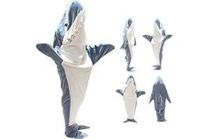 BPTZYLN Shark Costume Shark Onesie, Wearable Flannel Shark Outfit Shark Hoodie, Cozy Wearable Blanket Sleeping Bag Shark Blanket Hoodie Portable Blanket for Youth and Children (XL)
