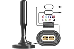 DTB TECH Antenne TV Intérieure Puissante,Antenne portative TV Intérieur Puissante TNT HD, Téléviseurs intérieur,Base magnétique Forte, pour Tous Les Channel Local 4K 108p