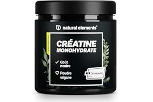 NATURAL ELEMENTS Créatine Monohydrate Creapure 500g, Poudre 100% Pure, Augmentation & Force Musculaire, 147 Portions, Ultra Fine Facteur De Maille 200, Goût Neutre, 100% Vegan, Sans Additifs Inutiles