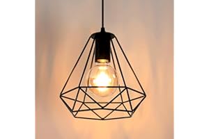 Toolight Lámpara Colgante Vintage Industrial, Lámparas de Techo Diseño Retro de Hierro, 1-Luce Lampara de Techo Colgante para Comedor Cocina Salón Bar Restaurante, Negro