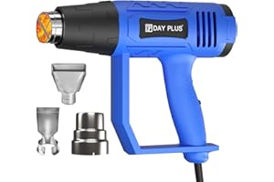 HSHA Hot Air Gun, 2000W Professional Paint Stripper, Adjustable Temperature 60℃- 600℃, Rapid Heat-up, Hot Air Gun with Overheat Protection, with 3 Nozzles for Soldering, Paint Stripping and Heating