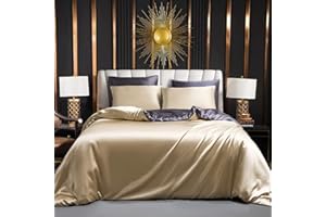 LUOFANFEI Juego de Funda Nordica Cama 135/150 Caqui Gris Saten Sábanas de Seda Satinada de Brillo Lustroso Juego de Funda de Edredón 240x220 y Fundas Almohada (50x75cm)