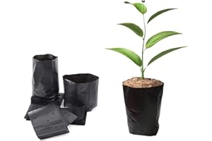 ADLOASHLOU 100pcs Sacs de Pépinière en Plastique épaissi pour Plantes Sacs de Plantation de Semis de Fruits Et de Fleurs, Sacs de Culture de Plantes en Jardin avec Trous Respirants 12x30cm(DxH)