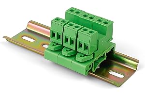 2 Pin PCB Vis Connecteur à, avec 10CM Rail Din, LNSYSNS Bornier Carte Electronique, Bornier à Souder Vert Tension 300V, Courant 15A - Connecteurs de Bornier à Vis PCB au Pas de 5,08 mm