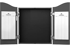 Mission Darts CAB017 | Deluxe wytrzymała szafka na tarcze do rzutek z markerboardami, szara