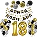 Produktbild Yoart 18. Geburtstag Dekorationen, Geburtstag Party Dekorationen Sets für Männer Boy Alles Gute zum Geburtstag Banner mit DIY Seidenpapier Pom Poms, Latex Party Ballons - schwarz, Gold und Silber