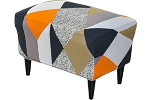 JHLD Copri Pouf Elasticizzato, Rettangolare Copri Poggiapiedi Stampato Copertura dell'Ottomano Elastico Fodera per Pouf Rimovibili e Lavabili per Soggiorno -Q-Grande