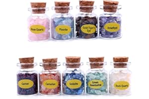 WANGCL 9 Pezzi Mini Cristalli Bottiglie di Chip di Pietra Guarigione di Cristallo Tumbled Gemstone Bottiglie dei Desideri Pietre Set per Meditazione Riequilibrante Decorazione Domestica