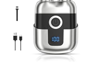 ZEBBYEE Mini Afeitadora Eléctrica, Portátil Afeitadora Magnético Eléctrica con Pantalla LCD Recargable USB Afeitadora Silenciosa Húmeda y Seca para Hogar, Coche, Viajes