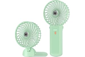Lepwings Mini Przenośny Wentylator, Ręczny Wentylator Możliwością Ładowania Przez USB, 4 Prędkości, 5,5-16 Godzin Pracy, 180 ° Obrót, Mały Składany Wentylator Domu, Biura, Podróży- Zielony