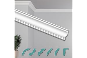 HEXIMO Corniches de Plafond Modernes en Polystyrène XPS Blanc, 2 Mètres Moulures en Polystyrène Moulures Décoratives Angles (20 mètres ZG35)
