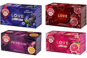 Teekanne Big Love Tea Collection (4 x 20 torebek) - zestaw do herbaty owocowej (prezent Dekond)