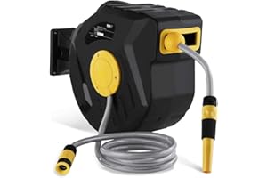 MSW MOTOR TECHNICS MSW Enrouleur De Tuyau Automatique Dévidoir Arrosage Jardin Pro-W 20 (20 m, Enroulement Automatique, Pression: 8 Bar, Boîtier fermé en Plastique)