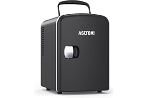 AstroAI Mini frigo 4 litri / 6 lattine Sistema di raffreddamento e riscaldamento portatile alimentato CA/CC per auto, case, uffici e dormitori (Nero)