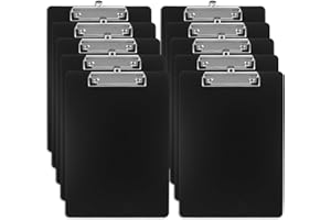 AKOLAFE 10 Pack Clipboard A4 Hardboard Clipboards with Pen Loop and Retractable Hanging Clip, Black Clip Boards A4 Plastic Clipboard for School Office File Paper Organization, 22x31cm