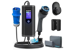 bokman Cavo Ricarica Auto Elettrica Tipo 2 CEE 3 PIN, 8 Metri | 6-32A | 7,4kW | IP65 impermeabile, Caricabatterie EV con Spina CEE per IEC 62196-2; Compatibile con Model Y/3, 500e, e altri EV/PHEV