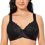 Ayigedu Women's Full Coverage Underwire Push Up Bra Floral Lace Plus Size Non Padded Comfort Everyday Bra