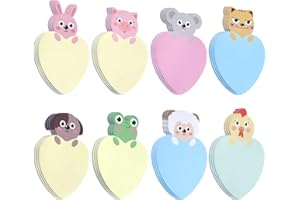 Molain Urocze karteczki samoprzylepne, 8 opakowań, z motywem kreskówkowym, w kształcie zwierząt, flagi, do notatek, dla uczniów, do domu, biura, dla współlokatorów, prezenty, zakładki, 200 arkuszy