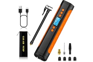 LoyalaEU Compresseur à Air Portatif 150PSI 6000mAh Gonfleur Pneus Voiture sans Fil Pompe a Velo avec Écran LCD Numérique Air Pump Mini Pompe à Air Électrique pour Voiture Vélo Moto Balle (Orange)