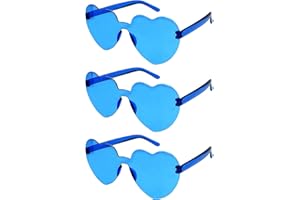 Bliceon 3 Pcs Heart Glasses, Pink Heart Shaped Sunglasses, Rimless Pink Sunglasses for Birthday Party, Beach Party