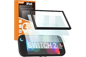 Teyomi 3 Pieza Protector de pantalla compatible con Nintendo Switch 2, vidrio templado para Nintendo Switch 2 de Marco de alineación para la instalación, película protectora fácil de instalar