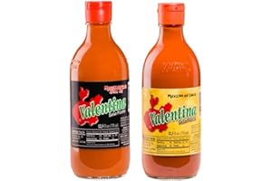 Pack de 2 Sauces Valentina épicées - L'Original Valentina du Mexique 370 ml. c/u, Jaune épicé et Noir Extra épicé - Sauce Valentina la combinaison parfaite pour vos collations