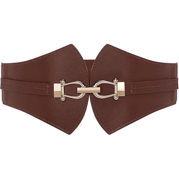 LEACOOLKEY Brede elastische riem voor dames, dikke vintage stretchy tailleriem met gouden gesp voor jurken, zwart (zilveren gesp), (70cm)Fit Taille Größe 66-74cm
