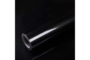 Mercoy 40cm X 300cm Self Adhesive Wallpaper Black Peel and Stick Wallpaper Sticky Back Plastic Vinyl Wrap Film Waterproof Decorative Kitchen Countertops Furniture Sticker Glossy Glitter Effect