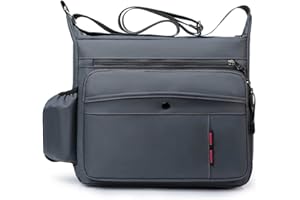FANDARE Ultraleggero Borse Tracolla Uomo Donna Borsa a Spalla Borsello Borse per 10.5 inch Tablet Borse per scuola Università Viaggio Lavoro Messenger Crossbody Bag Impermeabile Poliestere Grigio