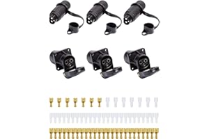 SPARKMOTO 3 Piezas x Enchufe de Remolque 3 Pines y Zócalo de Remolque 3 Pines 12V, Enchufe Eléctrico del Tractor Hembra 3 Polos zócalo Tractor Macho 3 Pines Impermeable para Agrícola (3 Piezas)