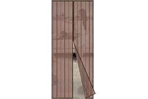Sekey Cortina Magnética a Prueba de Mosquito para Puerta de Madera, Hierro, Metálica, Balcón, RV - Cierre Magnético Automático, 110x220 cm, Marrón