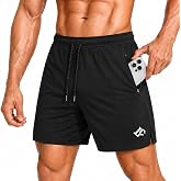LORSPORTCH Men's Gym Shorts Running Sports Zipper Pockets