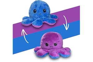 PIANETA Pluszowa ośmiornica - odwracalna ośmiornica - urocza dwustronna ośmiornica - prezent dla dzieci, dziewcząt, chłopców, dostępna w 4 kolorach (niebieska / fioletowa)