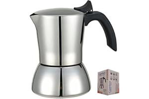 CUPERINOX Cafetière inox Delux | Cafetière italienne 4 tasses | cafetière italienne induction en acier inoxydable | manche anti-brûlures