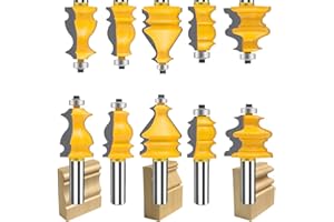 MAYLNE-TECH MAYLNE 1/2-Inch Shank Router Bit Set Architectural Molding 5 PCS, Corner Rounding Edge-Forming Roundover Beading Router Bit Set, Woodworking Milling Cutter Tools(1/2, YXD-4K05)