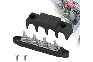 UCKASAYFY Bus bar 250A 12V blocco di distribuzione dell'alimentazione con morsettiera a 4 poli da 5/16" (M8) con copertura per il settore automobilistico, marino, sistema di batterie (nero)