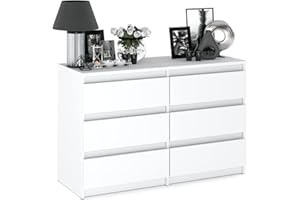 MRBLS_HOME MRBLS Kommode mit 6 Schubladen Sideboard Schubladenschrank Kleiderschrank Modern Möbel mit Schubladen für Ihr Schlafzimmer (Weiß Matt) – 100 x 33,5 x 71,5 cm (B/H/T)