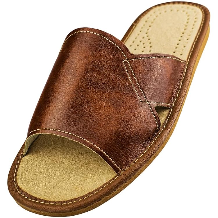 DF-SOFT Herrenpantoffel Pantoffel Hausschuhe Haus Schuhe Leder
