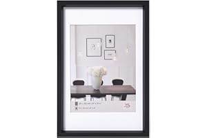 walther design nera 50 x 70 cm con passe-partout, cornice in plastica Steel Style ES070B