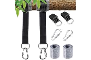 Nurkoo Swing attachment, 2 x 3M hammock attachment swing suspension strap kit with 2 heavy duty carabiners and D-rings, holds up to 1000 kg with storage bag, 2 tree protection pads