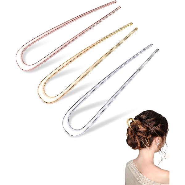 Französische Haarnadeln Metall U-Form, 13 Cm – 3 Stück In Schwarz, Gold, Silber Für Dutt & Vintage-Frisuren