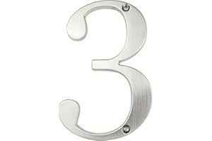 HASWARE House Number Sign 4 inch (10 cm) Modern Door Numbers Signage Plaque Street Home Address Numerals Zinc Alloy (3, Silver)