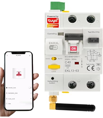 ZOREI TUYA App, Smart Wifi Stroomonderbreker, 2P 230V, 30mA 6000A Bezet 3 Din Modules Inclusief Antenne 2p 32a 6ka 2034925529