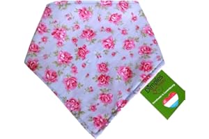 Dimples Hundehalstuch - Romantik Rosen Himmelblau - Halstuch für kleine mittlere und Grosse Hunde Welpen und Katzen - Hunde Besitzer Geschenk - Handgemachtes Hunde Accessoire 45cm