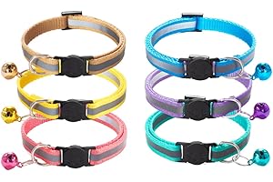 ASYKNM 6pcs Collari Gatto Riflettente, Collari Personalizzati Gatto Antistrozzo Regolabili con Campanellino, Multicolore