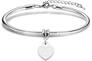 Aosyoisk Bracelet de lettres. Initiales pendentif argent bracelet femme bijoux cadeau. Cadeau de bracelet pour elle, fête des mères, anniversaire, Saint Valentin