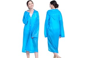 AIDEGER EVA Rain Ponchos for Adults, 2 Pack Reusable Raincoats with Hoods and Sleeves Lightweight Rain Jacket
