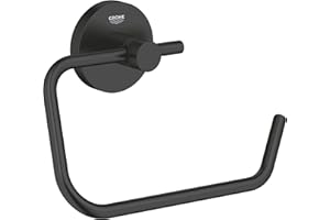 GROHE Start QuickFix 412002430 uchwyt na papier toaletowy bez osłony (metal, ukryte zapięcie, ze śrubami i kołkami, bardzo łatwy w montażu, QuickGlue), rozmiar 44 x 119 mm, czarny matowy