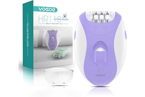 VOGOE Depiladora Mujer con 21 Pinzas & Luz LED, 2 Velocidades Inalámbrica Maquina Depilar Mujer, Depiladora Electrica Recargable para Brazos & Piernas HR110 (Púrpura)