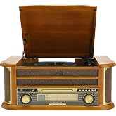 Nostaljik Ahşap Kasa Pikap Kaset CD &Ccedil;alar Bluetoothlu Kumandalı Radyo Mp3 USB 33-45-78 lik Plakla